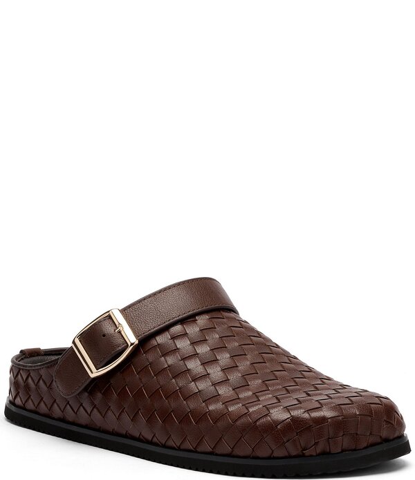 目じるしノーラン メンズ シューズ スリッポン・ローファー なめし革 Marc Nolan Men\u0027solana Brown Woven Leather Backstrap Clogs Brown 赤銅色