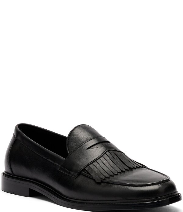 目じるしノーラン メンズ シューズ スリッポン・ローファー なめし革 Marc Nolan Men\u0027s Clint Calf Leather Kiltie Penny Loafers Black 黒いこと