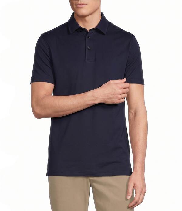ダニエル クレミュ メンズ トップス プルオーバー Daniel Cremieux Signature Label Solid Pique Short Sleeve Polo Shirt Peacoat Blue 青色