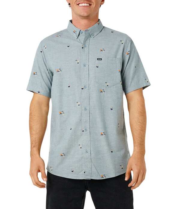 リップカール メンズ トップス シャツ Rip Curl Skelly Breach Short Sleeve Woven Shirt Bluestone｜ReVida 店
