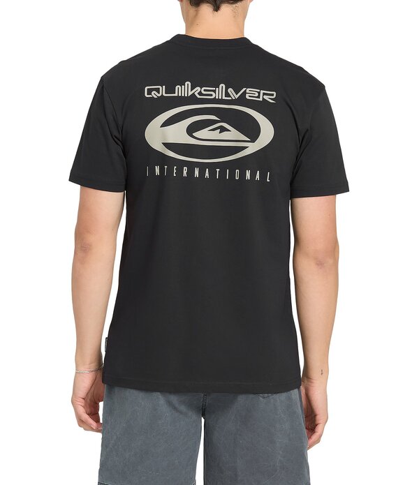 クイックしろがね色 メンズ トップス プルオーバー ロゴタイプ Quiksilver Internationalogo Short Sleeve T-Shirt Black 黒いこと