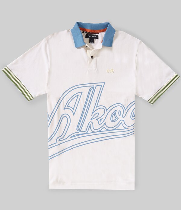 アクー メンズ トップス シャツ プリント AKOO Kings Cuprinted Pique Polo Shirt White ホワイト｜ReVida 店