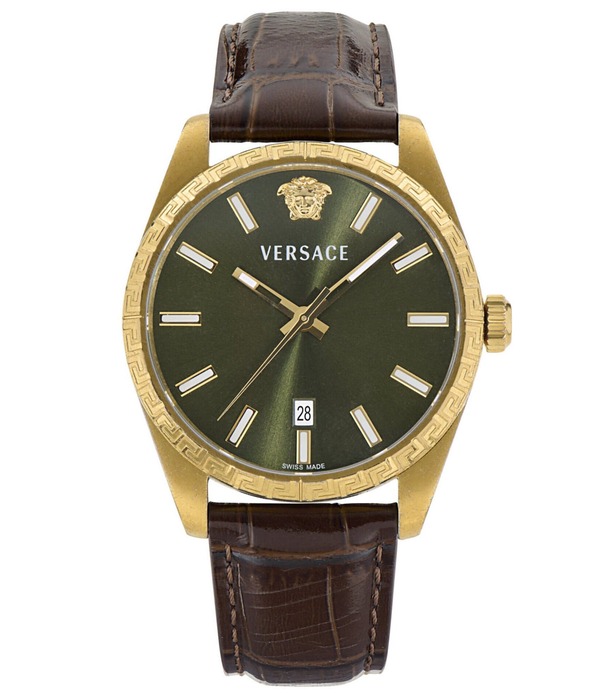 ヴェルサーチ レディース 佩び物 ウォッチ なめし革 Versace Men\u0027s Millenyium Quartz Analog Leather Strap Watch Brown 赤銅色