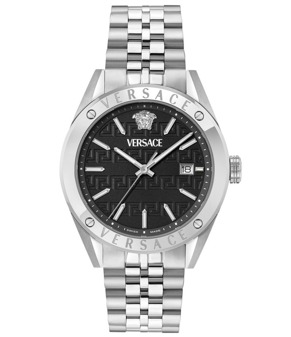ヴェルサーチ レディース 佩び物 ウォッチ プルオーバー Versace Men\u0027s Athletic Quartz Analog Stainlessteel Bracelet Watch Silver しろがね色