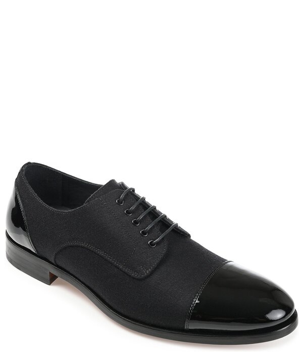 タフト メンズ シューズ オックスフォード 羊毛 なめし革 Taft Men\u0027s Jack Tux Wool Patent Leather Oxfords Black 黒いこと