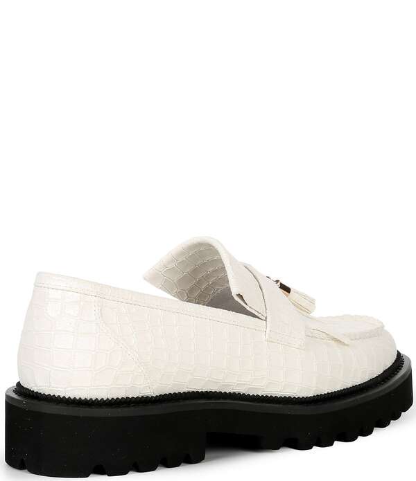 目じるしノーラン メンズ シューズ スリッポン・ローファー Marc Nolan Men\u0027s Journey Croco Embossed Sheepskin Lug Kiltie Tasseloafers White 白いこと