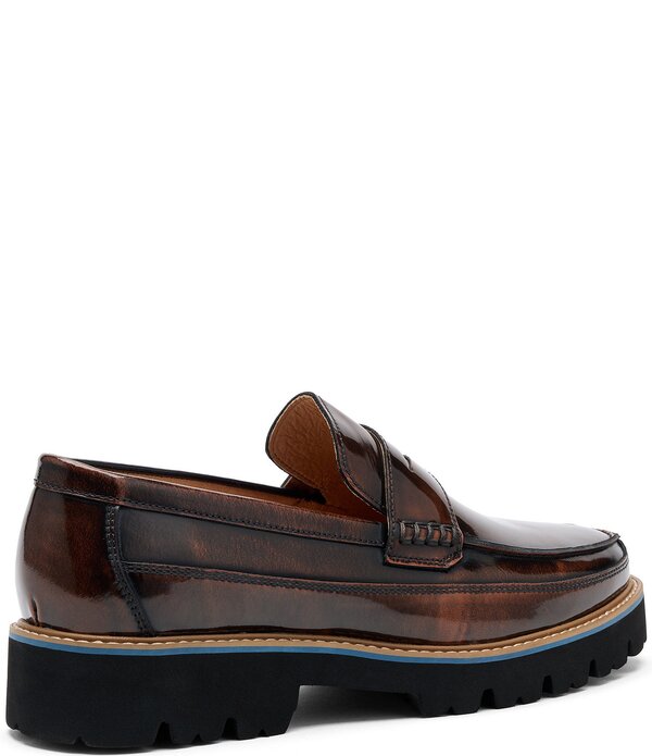 目じるしノーラン メンズ シューズ スリッポン・ローファー なめし革 Marc Nolan Men\u0027s Adler Patent Leather Penny Loafers Mahogany