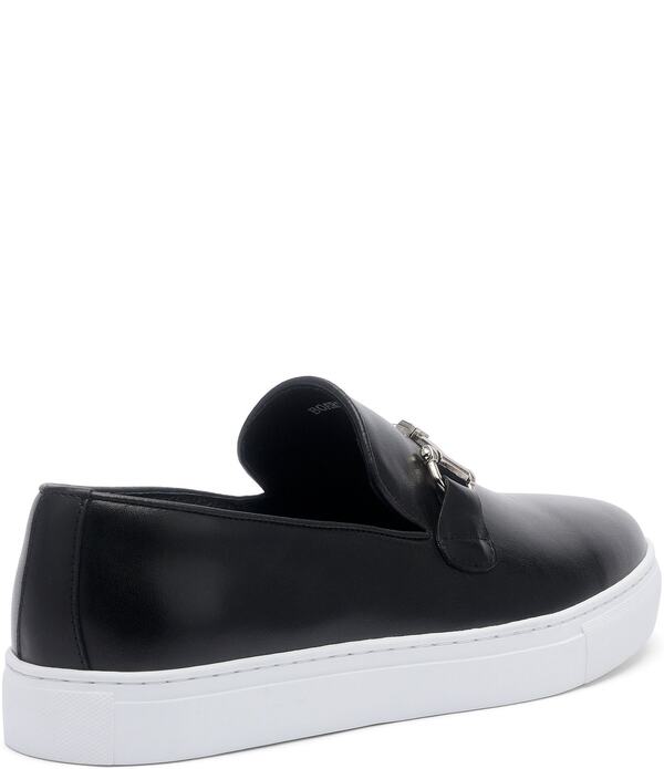 目じるしノーラン メンズ シューズ スリッポン・ローファー スニーカー なめし革 Marc Nolan Men\u0027s Boardwalk Leather Horse Bit Buckle Slip On Sneakers Black 黒いこと
