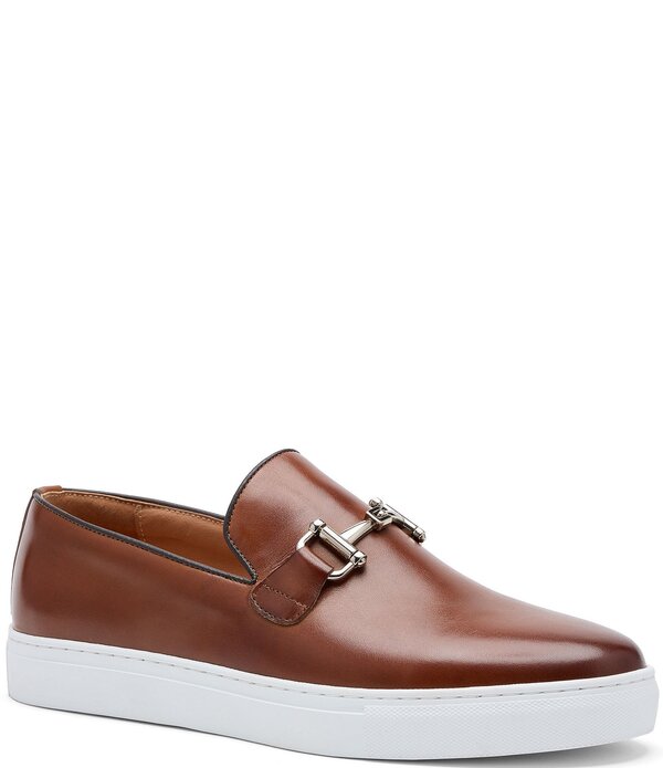 目じるしノーラン メンズ シューズ スリッポン・ローファー スニーカー なめし革 Marc Nolan Men\u0027s Boardwalk Leather Horse Bit Buckle Slip On Sneakers Mahogany