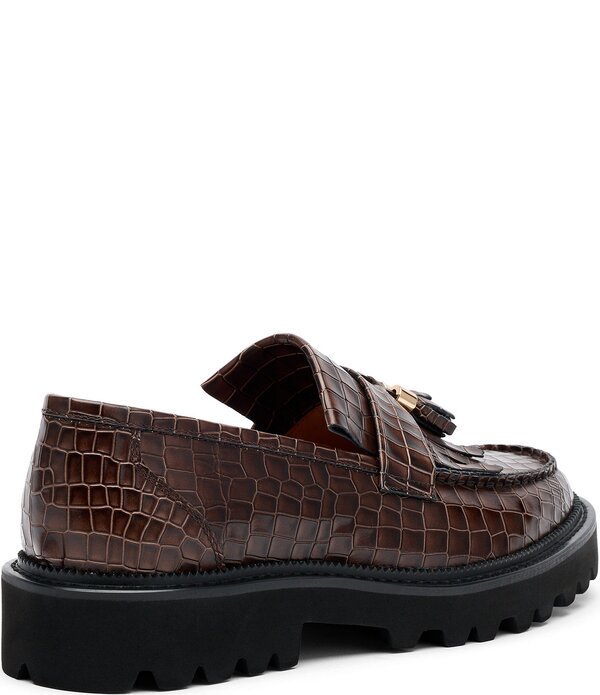 目じるしノーラン メンズ シューズ スリッポン・ローファー なめし革 Marc Nolan Men\u0027s Journey Croco Embossed Leather Lug Kiltie Tasseloafers Brown 赤銅色