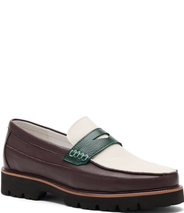 目じるしノーラン メンズ シューズ スリッポン・ローファー なめし革 Marc Nolan Men\u0027s Adler Pebbleather Penny Loafers Chocolate 黒茶