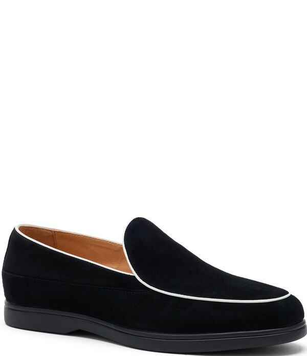 目じるしノーラン メンズ シューズ スリッポン・ローファー スエードクロス Marc Nolan Men\u0027s Alessandro Suede Venetian Loafers Black 黒いこと