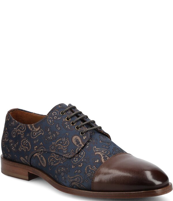 タフト メンズ シューズ オックスフォード 旗がしら なめし革 Taft Men\u0027s Jack Paisley Jacquard Leather Cap Toe Oxfords Brown Paisley 赤銅色