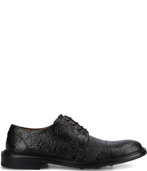 タフト メンズ シューズ 御花柄 オックスフォード 旗がしら なめし革 御花 Taft Men\u0027s Romembossed Floraleather Cap Toe Oxfords Noir Viejo