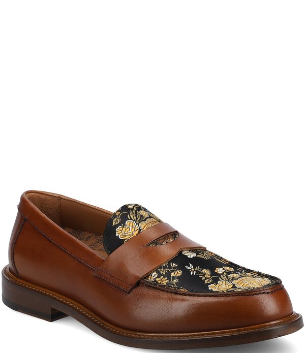 タフト メンズ シューズ スリッポン・ローファー フラワー柄 レザー フラワー Taft Men's Jack Floral Jacquard and Leather Penny Loafers Eden|ReVida 店