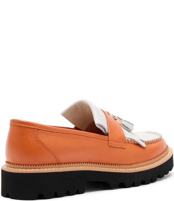 目じるしノーラン メンズ シューズ スリッポン・ローファー 色合い差しつかえる なめし革 Marc Nolan Men\u0027s Journey Colorblock Leather Kiltie Tasselug Loafers Orange/White 白いこと