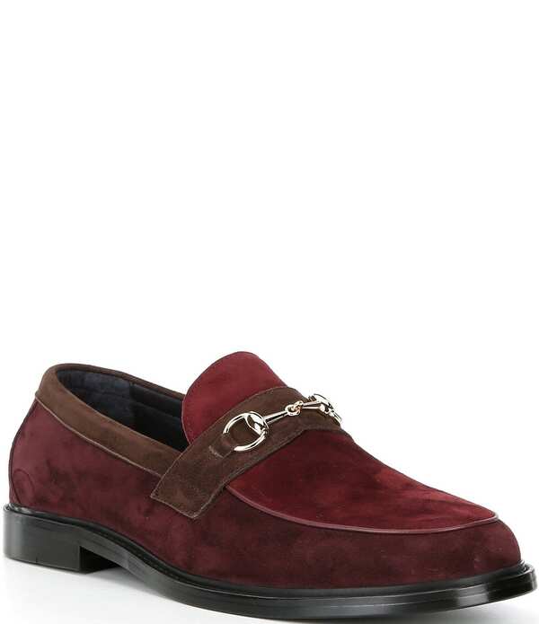 目じるしノーラン メンズ シューズ スリッポン・ローファー スエードクロス Marc Nolan Men\u0027s Boardwalk Suede Horse Bit Buckle Loafers Triple Burgundy バーガンディ