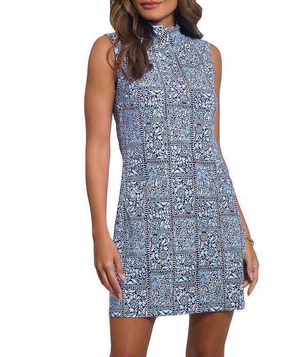 アイビークール レディース トップス 衣装 モックネック 刷り上げる ノースリーブ IBKUL Josie Printed Sleeveless Mock Neck Dress Josie Navy/Peri 米国海軍