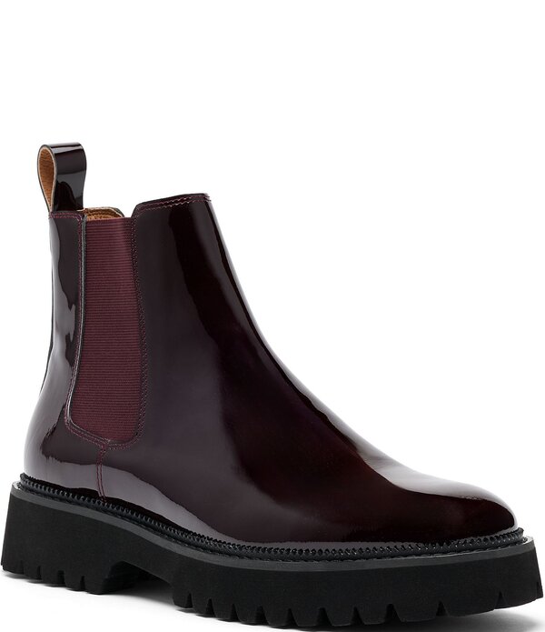 目じるしノーラン メンズ シューズ ブーツ・レインブーツ チェルシーブーツ チェルシー なめし革 Marc Nolan Men\u0027s Dax Patent Leather Chelsea Boots Burgundy バーガンディ