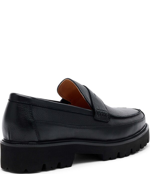目じるしノーラン メンズ シューズ スリッポン・ローファー なめし革 Marc Nolan Men\u0027s Adler Pebbleather Lug Penny Loafers Black 黒いこと
