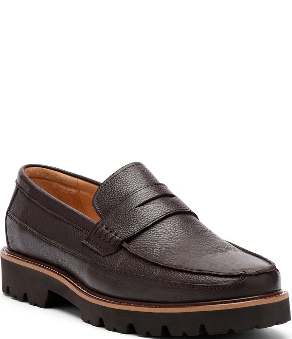 目じるしノーラン メンズ シューズ スリッポン・ローファー なめし革 Marc Nolan Men\u0027s Adler Pebbleather Lug Penny Loafers Chocolate 黒茶