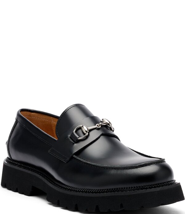 目じるしノーラン メンズ シューズ スリッポン・ローファー なめし革 Marc Nolan Men\u0027s Blake Leather Bit Buckle Lug Loafers Black 黒いこと