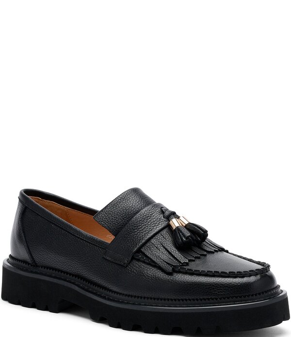 目じるしノーラン メンズ シューズ スリッポン・ローファー なめし革 Marc Nolan Men\u0027s Journey Pebbleather Kiltie Tasselug Loafers Black 黒いこと