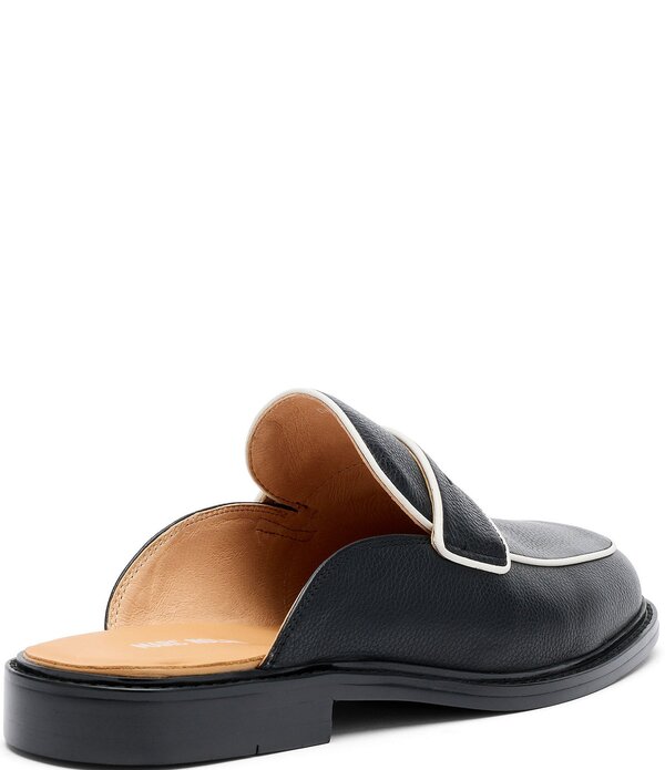 目じるしノーラン メンズ シューズ スリッポン・ローファー 対比 なめし革 Marc Nolan Men\u0027s Del Mar Pebbleather Contrastrim Penny Loafer Mules Black/White 白いこと