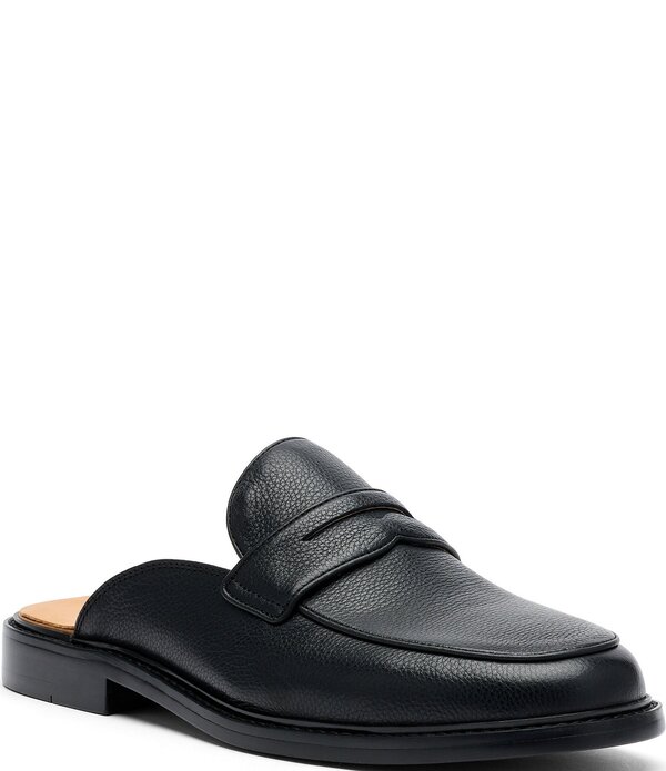 目じるしノーラン メンズ シューズ スリッポン・ローファー なめし革 Marc Nolan Men\u0027s Del Mar Pebbleather Penny Loafer Mules Black 黒いこと