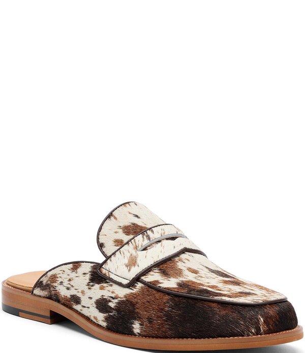 目じるしノーラン メンズ シューズ スリッポン・ローファー 刷り上げる Marc Nolan Men\u0027s Del Mar Cow Print Dark Horse Penny Loafer Mules Brown 赤銅色