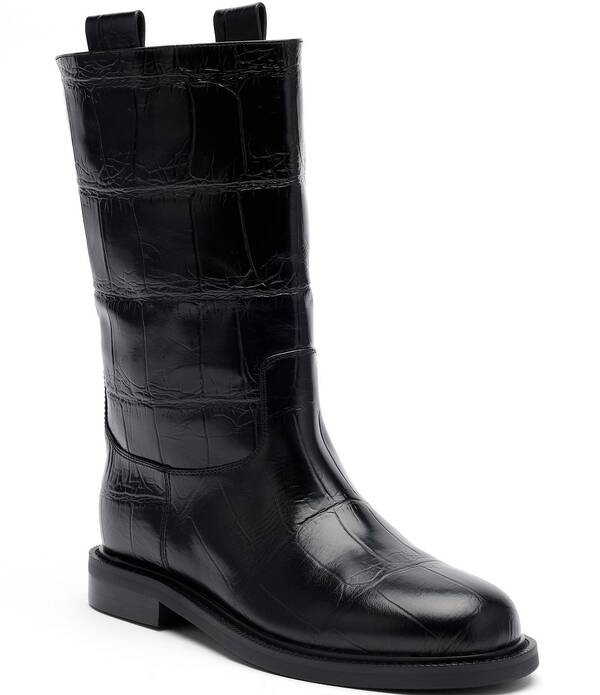 目じるしノーラン レディース シューズ ブーツ・レインブーツ なめし革 Marc Nolan Women\u0027s Blair Croco Embossed Leatheriding Boots Black 黒いこと