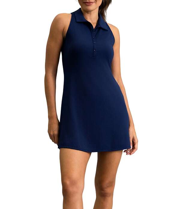 アイビークール レディース トップス 衣装 スポーツシャツ ノースリーブ IBKUL Collared Neck Sleeveless Polo Tennis Dress Classic Navy 米国海軍