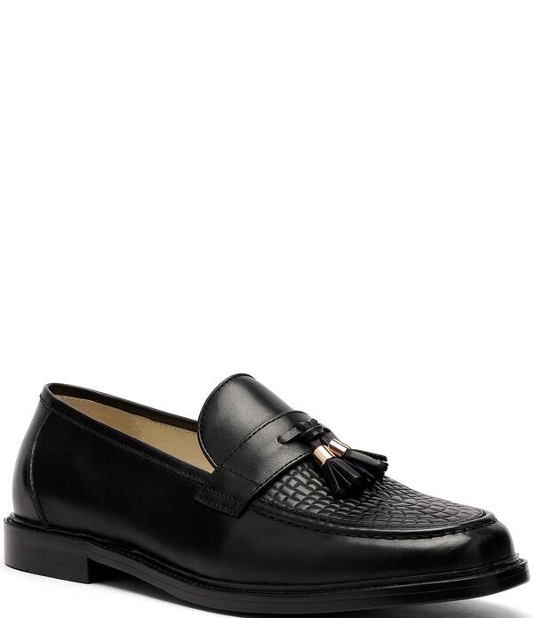 目じるしノーラン メンズ シューズ スリッポン・ローファー なめし革 Marc Nolan Men\u0027s Denzel Calf Leather Emboosed Accentasseloafers Black 黒いこと