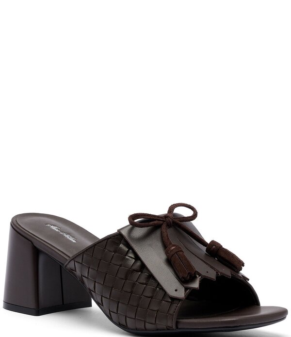 マークノーラン レディース シューズ サンダル レザー ヒール Marc Nolan Women'sienna Espresso Woven Leather Tassel Block Heel Sandals Espresso|ReVida 店