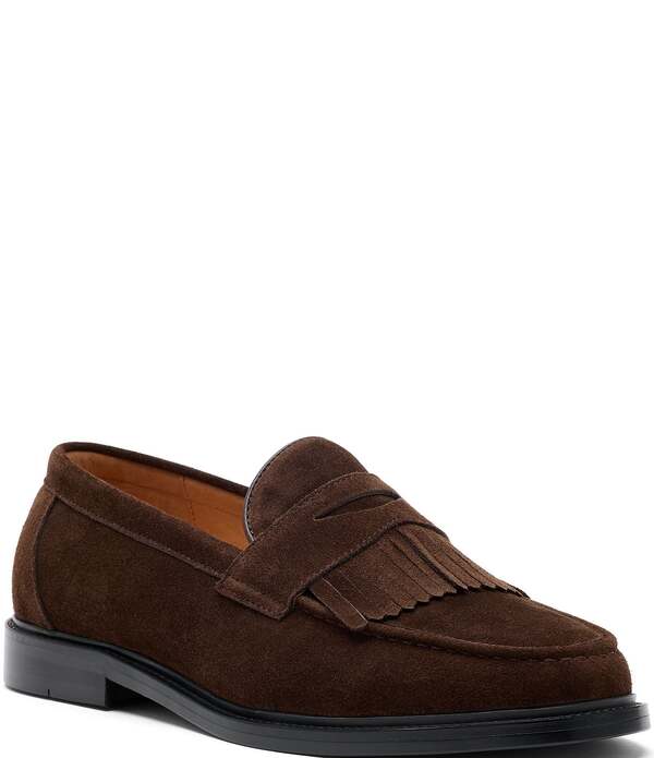 目じるしノーラン メンズ シューズ スリッポン・ローファー スエードクロス Marc Nolan Men\u0027s Clint Suede Kiltie Penny Loafers Chocolate 黒茶