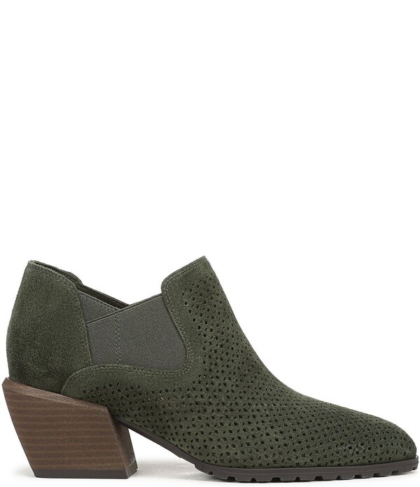 バイオニック レディース シューズ ブーツ・レインブーツ スエードクロス 踵 Vionic Bethany Perf Suede Stacked Heel Booties Olive Moss オリーブ