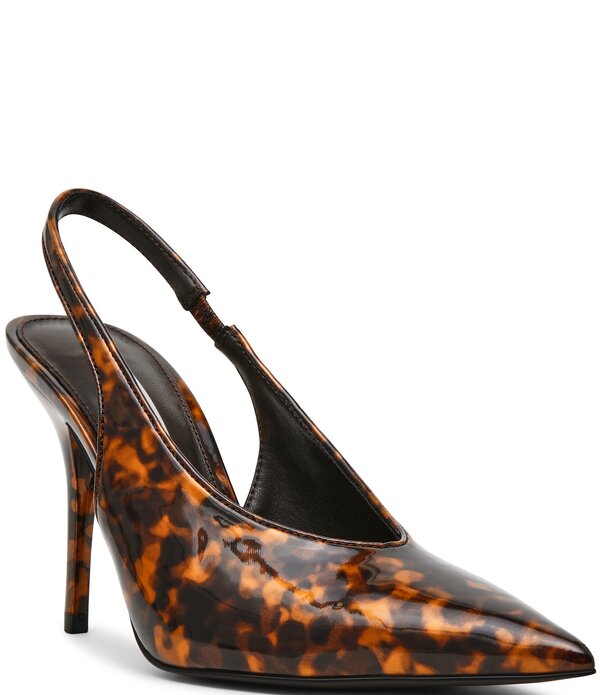 スティーブ マデン レディース シューズ 踵 刷り上げる Steve Madden Andromeda Patentortoise Print High Vamp Slingback Pumps Tortoise