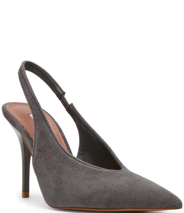 スティーブ マデン レディース シューズ 踵 スエードクロス Steve Madden Andromeda Suede High Vamp Slingback Pumps Grey 薄墨色