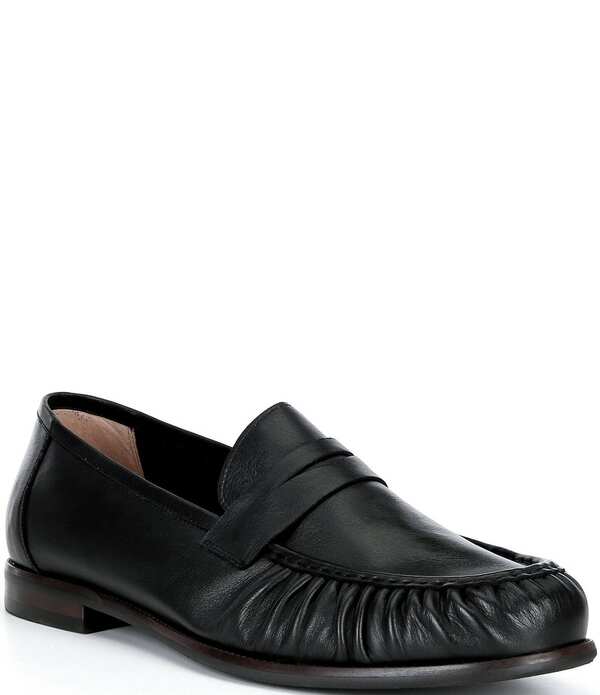 目じるしノーラン メンズ シューズ スリッポン・ローファー 筋目 Marc Nolan Men\u0027s Kennedy Black Pleated Penny Loafers Black 黒いこと