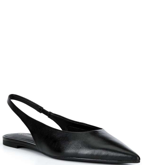 ジャンビニ レディース シューズ パンプス なめし革 Gianni Bini Stefon Leather Pointed Toe Slingback Dress Flats Black 黒いこと