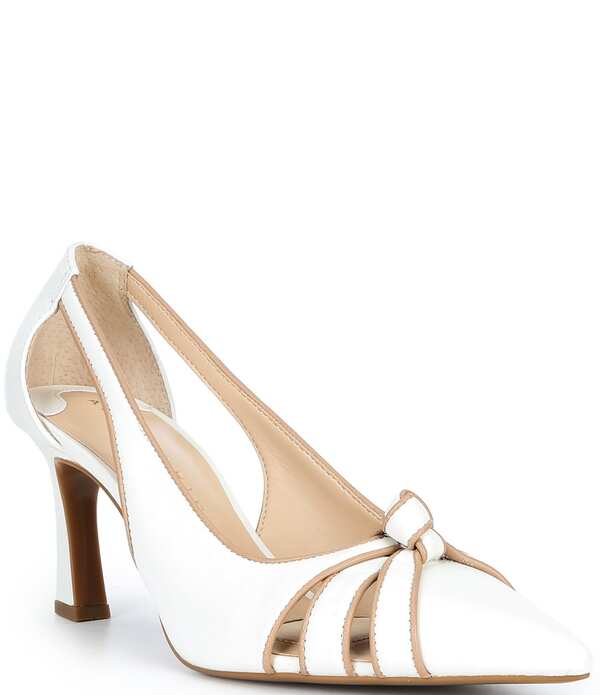 アレックスマリー レディース シューズ 踵 カットアウト なめし革 Alex Marie Harvie Leather Knotted Cut-Out Pumps White/Dark Sierra Tan 白いこと