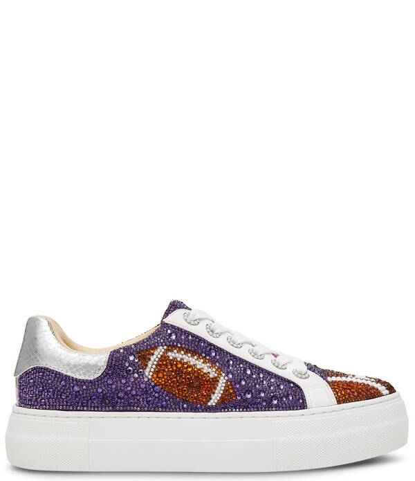 ベッツィジョンソン レディース ボトムス 心地よいズボン下 プラットホーム 刷り上げる スニーカー Blue by Betsey Johnson Sidny Football Print Rhinestone Platform Sneakers Purple Football パープル