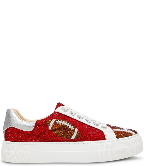 ベッツィジョンソン レディース ボトムス 心地よいズボン下 プラットホーム 刷り上げる スニーカー Blue by Betsey Johnson Sidny Football Print Rhinestone Platform Sneakers Red Football 赤いこと
