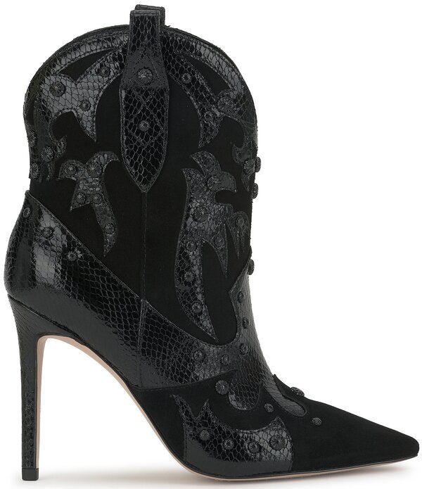 ジェシカシンプソン レディース シューズ ブーツ・レインブーツ スエードクロス なめし革 Jessica Simpson Palieve Suede Snakembossed Leather Western Booties Black 黒いこと