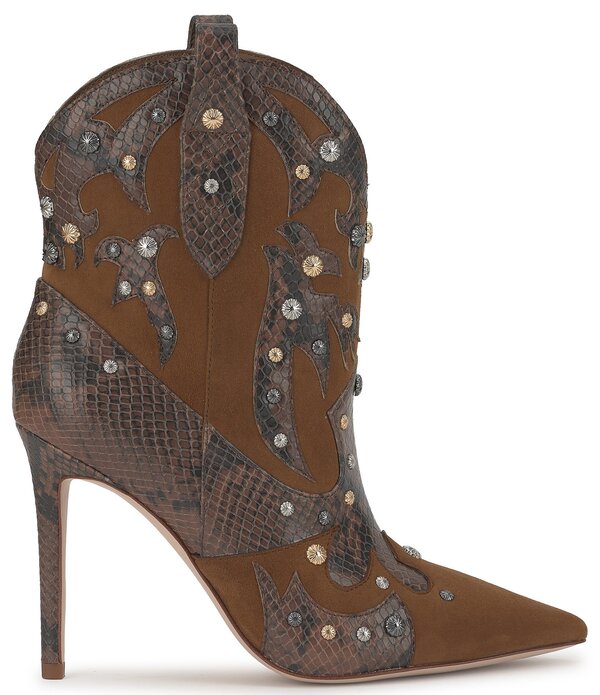 ジェシカシンプソン レディース シューズ ブーツ・レインブーツ スエードクロス なめし革 Jessica Simpson Palieve Suede Snakembossed Leather Western Booties Light Hickory