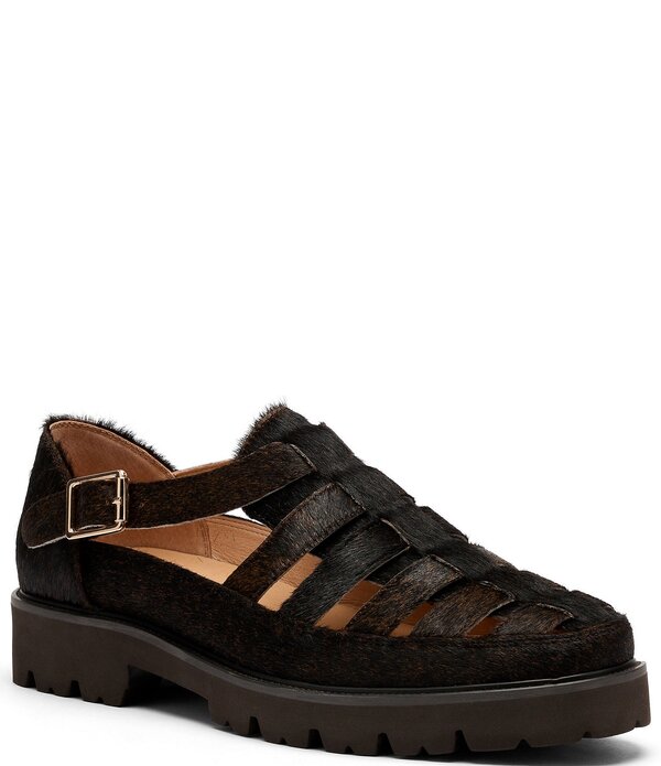 目じるしノーラン メンズ シューズ スリッポン・ローファー サンダル Marc Nolan Men\u0027s Magellan Pony Hair Lug Fisherman Sandals Brown Horse 赤銅色