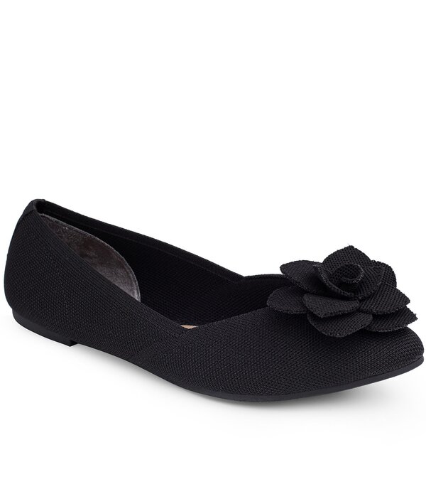 ミートゥー レディース シューズ パンプス 御花柄 編み物 御花 Me Too Avani Stretch Knit Floral Detail Ballet Flats Black 黒いこと