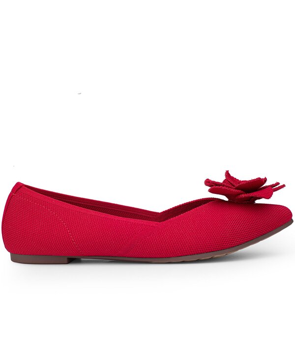 ミートゥー レディース シューズ パンプス 御花柄 編み物 御花 Me Too Avani Stretch Knit Floral Detail Ballet Flats Dark Red 赤いこと
