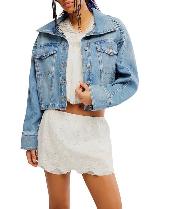 フリーピープル レディース アウター 厚地の外套 ジーンズ 上衣 Free People We The Free Side To Side Collared Long Sleeve Button-Front Denim Jacket River Wash ジーンズ