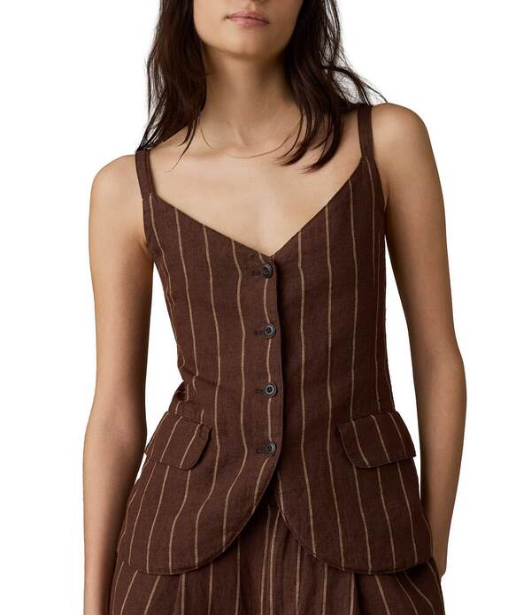 ファレティ レディース アウター より良い リネン Faherty Milo Linen Striped Vest Harbor Line Stripe 縞模様